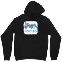 Diabetes Diabetic Bleached Peace Love Cure Diabetes T1d Awareness Surv Unisex Hoodie | Artistshot