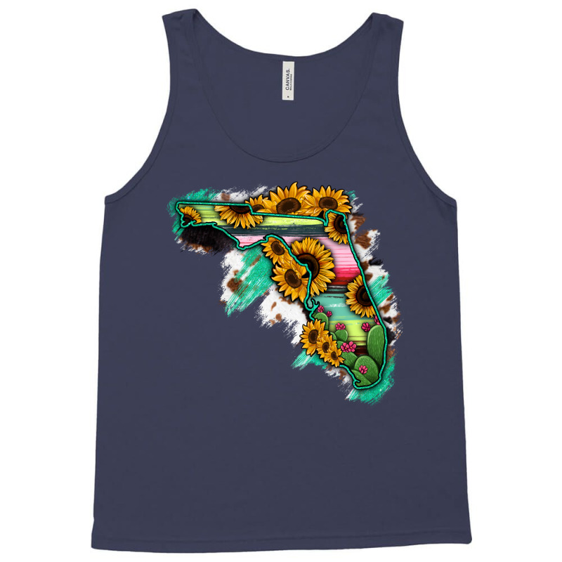 Florida Map With Sunflower And Serape Cactus Tank Top | Artistshot