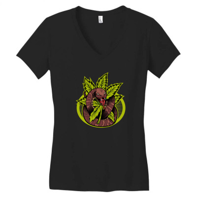 Cannabis Snake Women's V-neck T-shirt Designed By Andypp