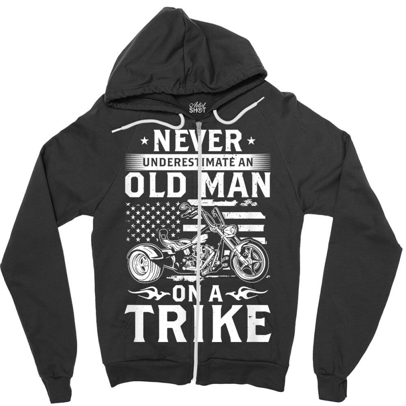 Mens Never Underestimate An Old Man On A Trike   Trike Triker T Shirt Zipper Hoodie by kylanaalamos | Artistshot