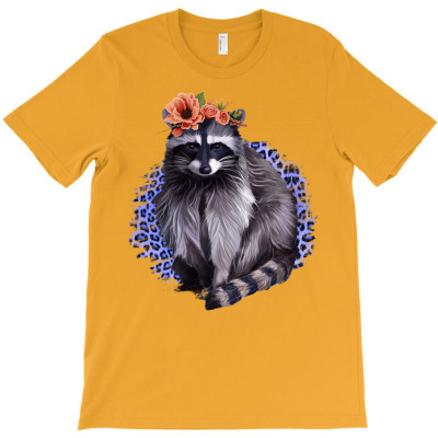 Raccoon With Flowers T-shirt Designed By Saul