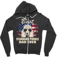 Poodle Lover Dog Best Standard Poodle Dad Ever American Flag Vintage 1 Zipper Hoodie | Artistshot