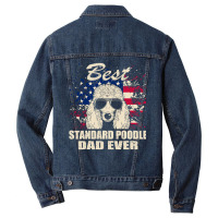 Poodle Lover Dog Best Standard Poodle Dad Ever American Flag Vintage 1 Men Denim Jacket | Artistshot