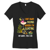 Flamingo Bird Tropical I Dont Always Drink When Im Camping Funny Flami Women's V-neck T-shirt | Artistshot