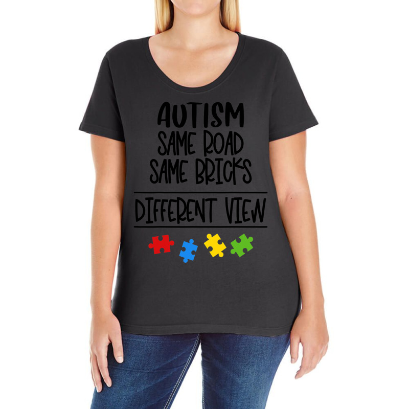 Autism Same Road & Bricks Different View Mom Dad Son Gift T Shirt Ladies Curvy T-Shirt by ryan2204 | Artistshot