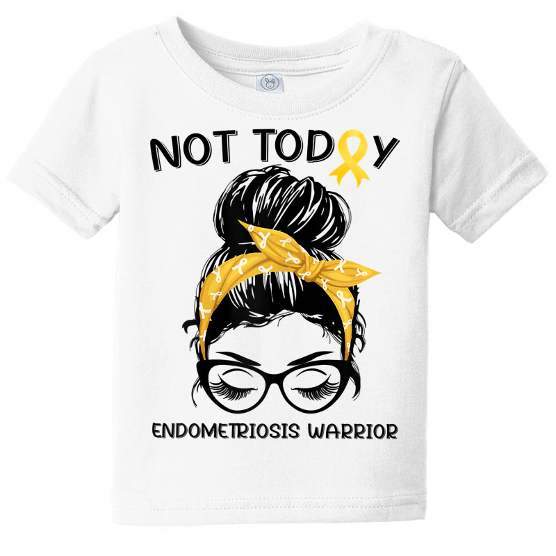 Womens Endometriosis Warrior Messy Bun Yellow Ribbon Endo Awareness T Baby Tee | Artistshot