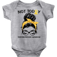 Womens Endometriosis Warrior Messy Bun Yellow Ribbon Endo Awareness T Baby Bodysuit | Artistshot