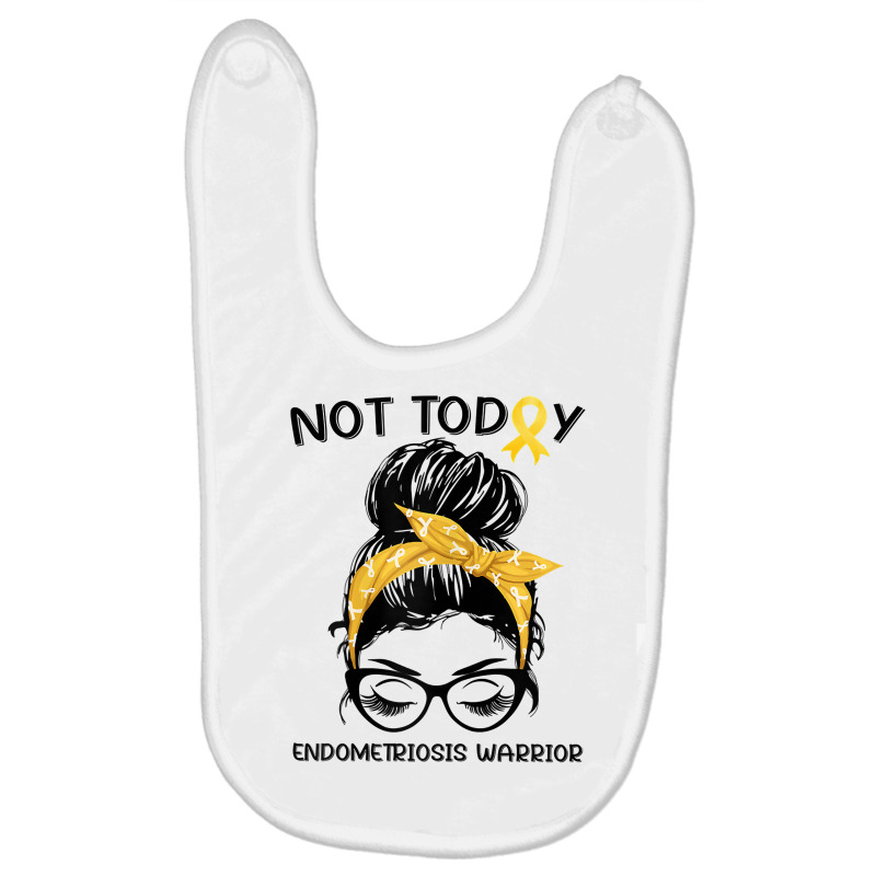 Womens Endometriosis Warrior Messy Bun Yellow Ribbon Endo Awareness T Baby Bibs | Artistshot