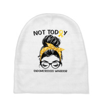 Womens Endometriosis Warrior Messy Bun Yellow Ribbon Endo Awareness T Baby Beanies | Artistshot