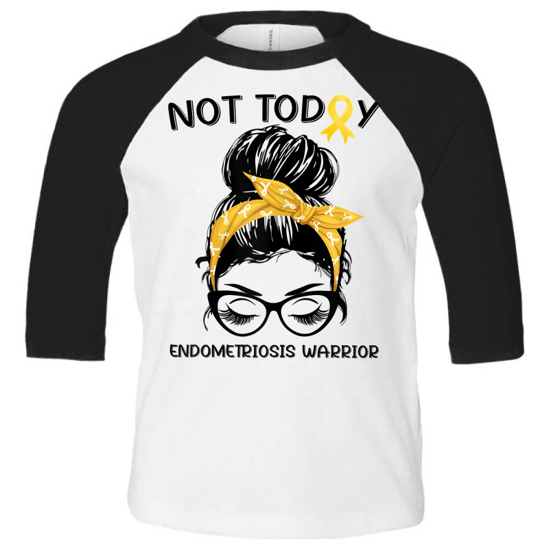 Womens Endometriosis Warrior Messy Bun Yellow Ribbon Endo Awareness T Toddler 3/4 Sleeve Tee | Artistshot