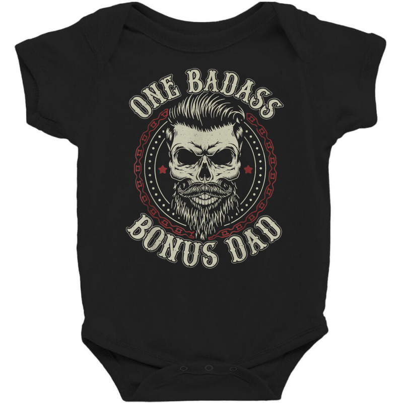 Mens One Badass Bonus Dad Birthday Step Dad Father's Day Tee T Shirt Baby Bodysuit by carlianagorley | Artistshot