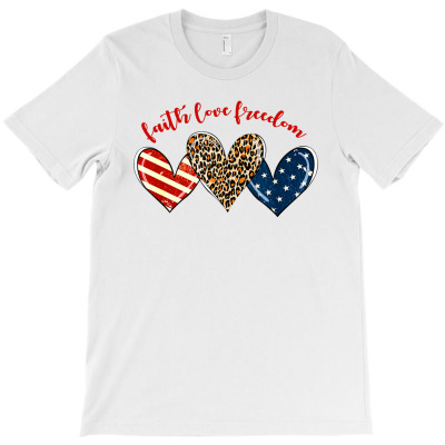 Patriotic 4th Of July American Flag Heart Faith Love Freedom T-shirt Designed By Zeyneb Ela