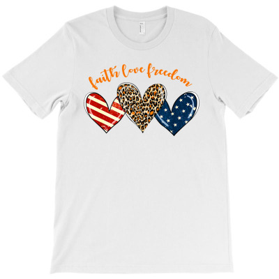 Independence Day Patriotic 4th Of July American Flag Heart Faith Love T-shirt Designed By Zeyneb Ela