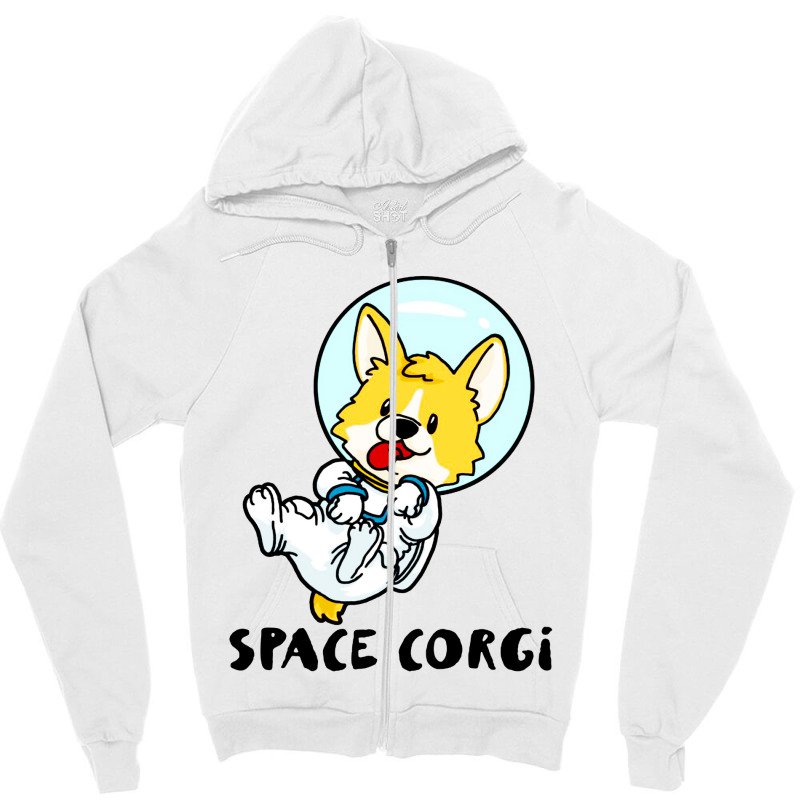 Space Corgi Funny Zipper Hoodie by Lilin Art | Artistshot