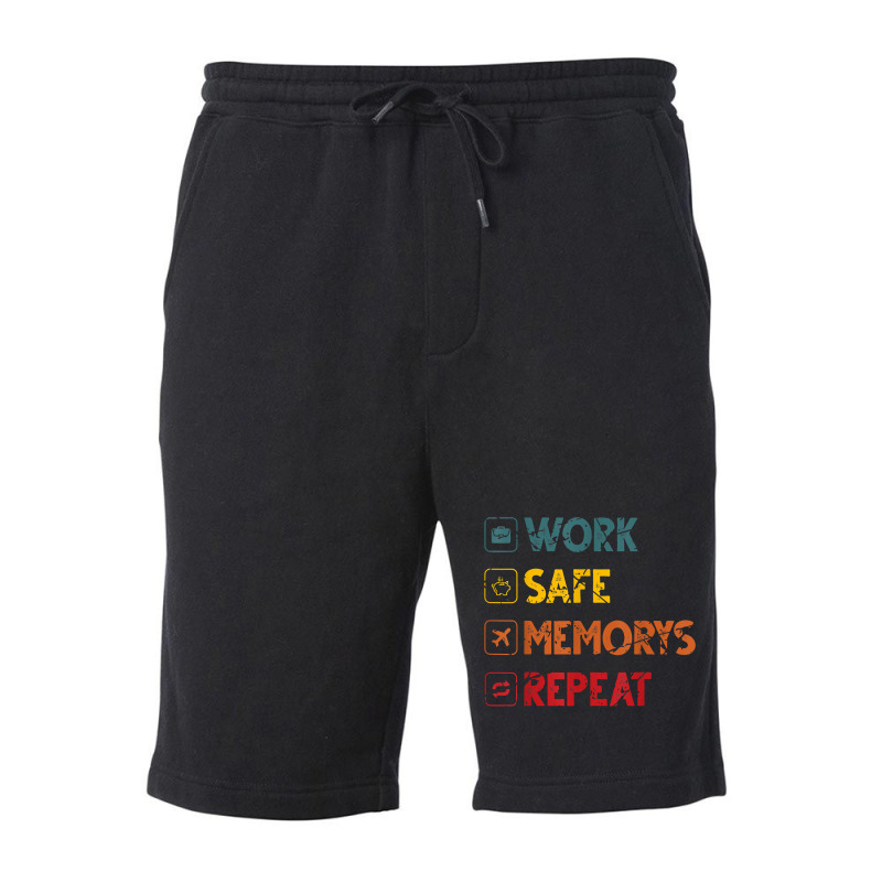 Work Safe Memorys Repeat World Traveler Traveling T Shirt Fleece Short by marshall0976 | Artistshot