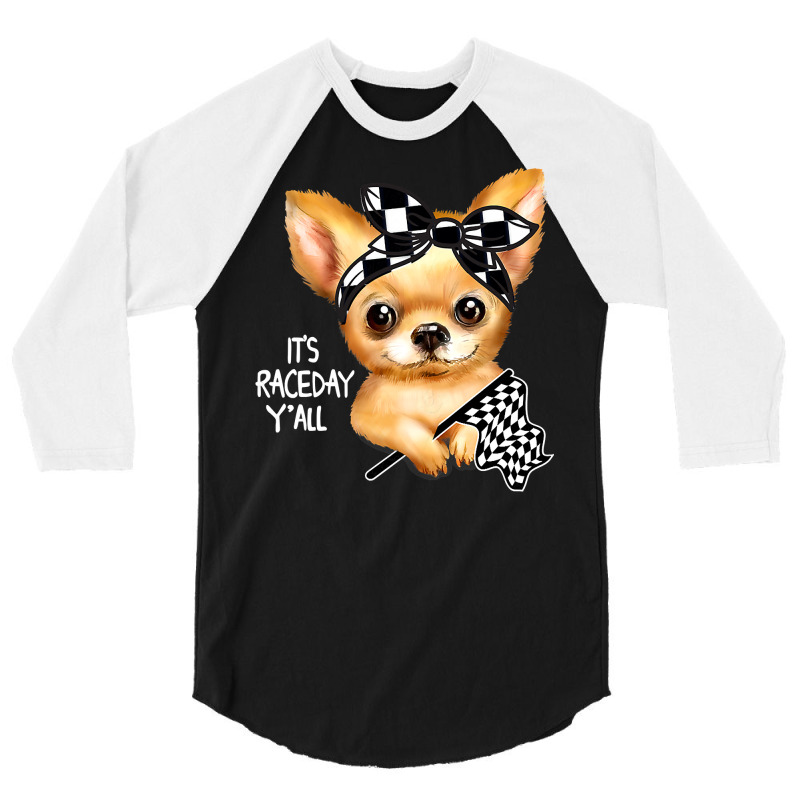 Chihuahua Dog Dirt Track Racing Checkered Race Flag Chihuahua Puppy 50 3/4 Sleeve Shirt by circularflap | Artistshot