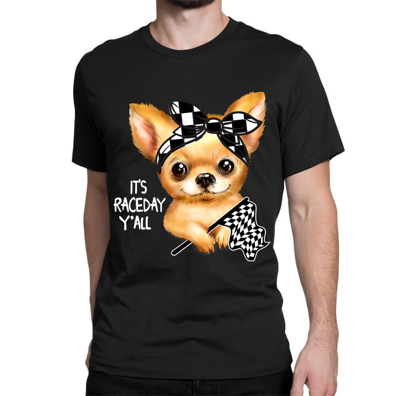 Chihuahua Dog Dirt Track Racing Checkered Race Flag Chihuahua Puppy 50 Classic T-shirt by circularflap | Artistshot