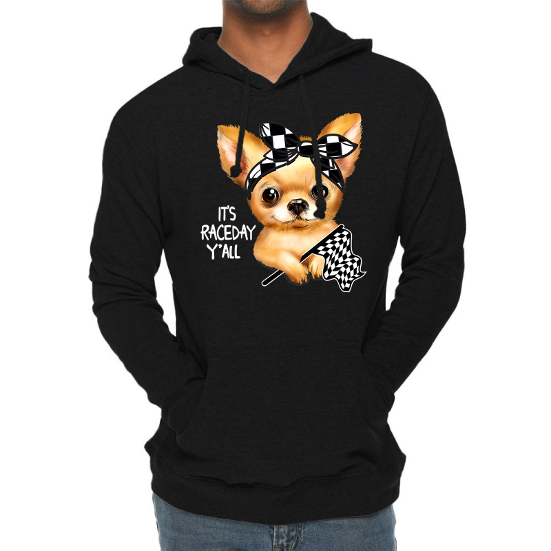 Chihuahua Dog Dirt Track Racing Checkered Race Flag Chihuahua Puppy 50 Lightweight Hoodie by circularflap | Artistshot