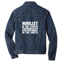 Nihilist In The Streets, Existentialist In The Sheets Men Denim Jacket | Artistshot