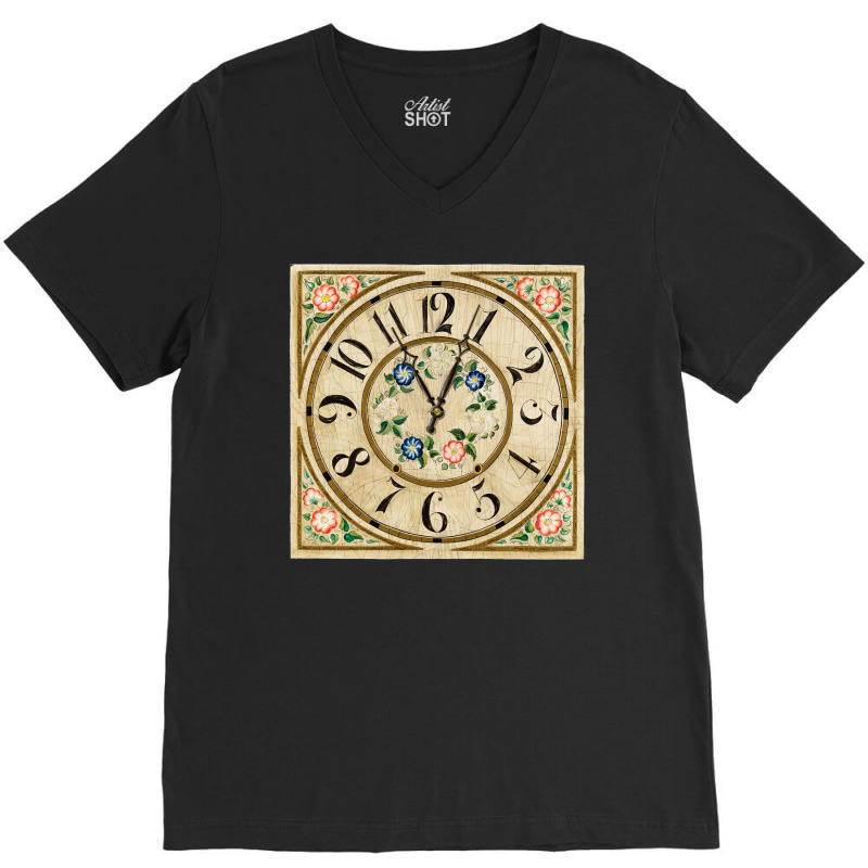 Vintage Clock Illustration V-Neck Tee by Rich.Collection | Artistshot