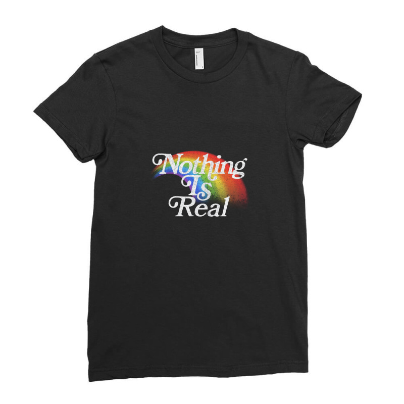 Nothing Is Real, 80s Nihilist Faded Rainbow Ladies Fitted T-Shirt by qulonuhun | Artistshot