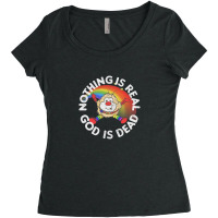 Nothing Is Real God Is Dead  Faded 80s Nihilist Rainbow Design Women's Triblend Scoop T-shirt | Artistshot