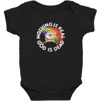 Nothing Is Real God Is Dead  Faded 80s Nihilist Rainbow Design Baby Bodysuit | Artistshot