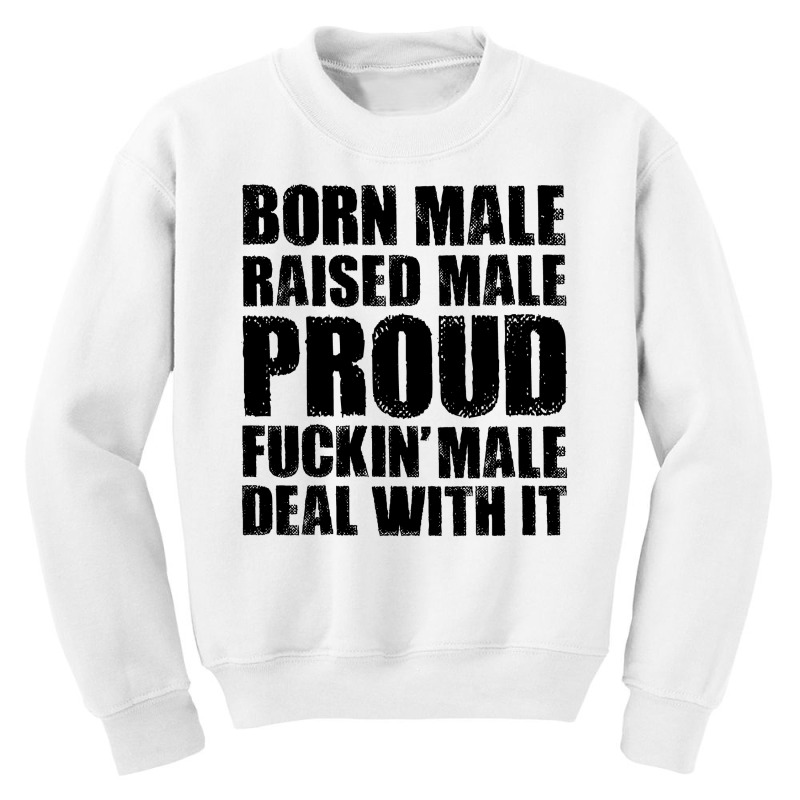 Born Male Raised Male Proud Fuckin' Male Deal With It Youth Sweatshirt by HelloShop | Artistshot