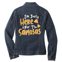 I'm Just Here For The Samosas Desi Bollywood Funny Memes T Shirt Ladies Denim Jacket | Artistshot