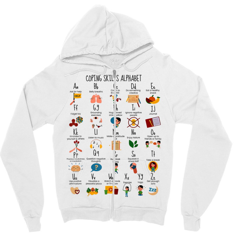 Coping Skills Alphabet Mental Health Awareness Counselor T Shirt Zipper Hoodie | Artistshot