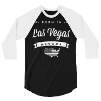 Born In Las Vegas Nevada Retro Vintage Usa Map Tee T Shirt 3/4 Sleeve Shirt | Artistshot