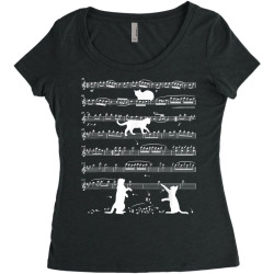 musician cat lover funny cute kitty playing music note clef t shirt Women's Triblend Scoop T-shirt | Artistshot