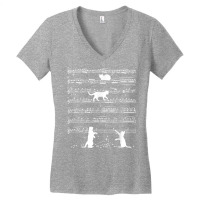 Musician Cat Lover Funny Cute Kitty Playing Music Note Clef T Shirt Women's V-neck T-shirt | Artistshot