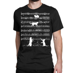 musician cat lover funny cute kitty playing music note clef t shirt Classic T-shirt | Artistshot