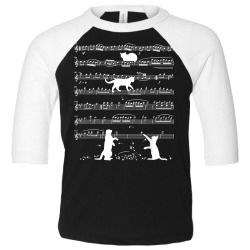 musician cat lover funny cute kitty playing music note clef t shirt Toddler 3/4 Sleeve Tee | Artistshot