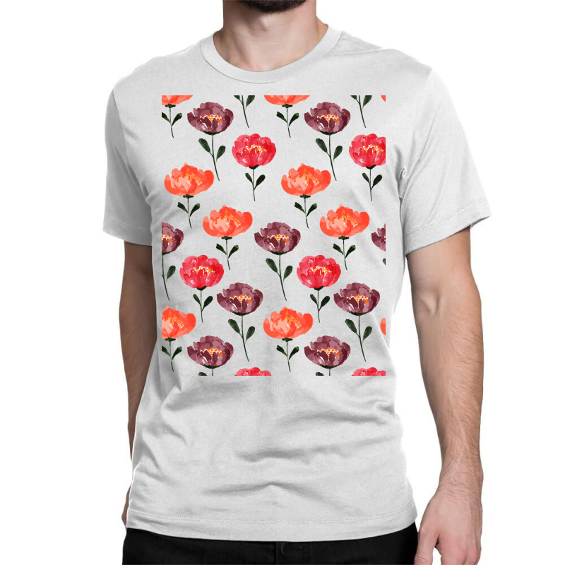 Cute Peony Watercolor Pattern Classic T-shirt | Artistshot