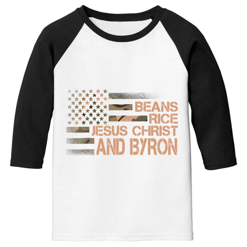 Beans Rice Jesus Christ And Byron Camoue American Flag Youth 3/4 Sleeve by Hoangduong | Artistshot