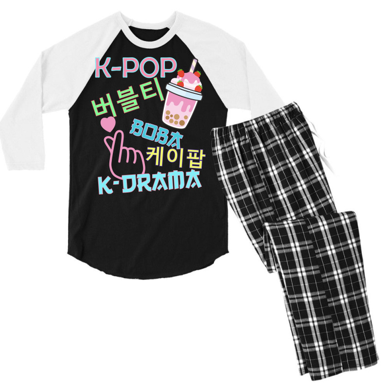 Bubble Tea Boba K-pop Music Lover Korean Milk Anime Men's 3/4 Sleeve Pajama Set | Artistshot