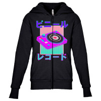 Vaporwave Record Player Retro 80s Japanese Otaku Art Youth Zipper Hoodie | Artistshot