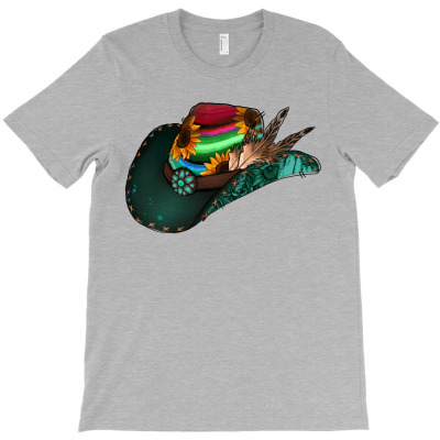 Aztec Sunflower Cowboy Hat T-shirt Designed By Saul