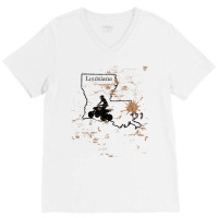 Louisiana Atv Trail Rider Mud La State Map Atv Riding T Shirt V-neck Tee | Artistshot