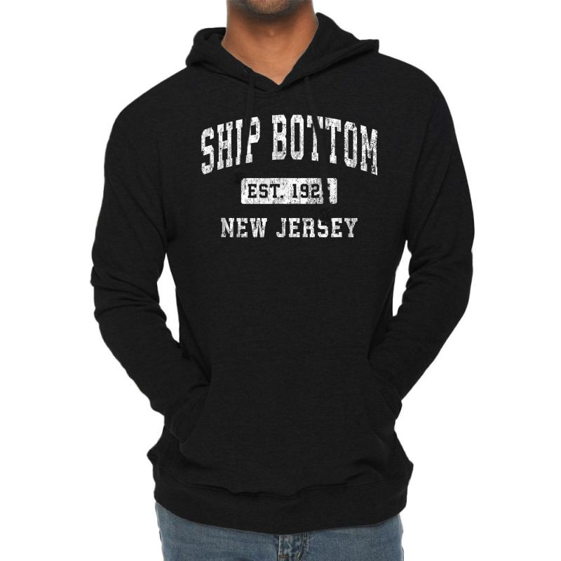 Ship Bottom New Jersey Nj Vintage Established Sports Design T Shirt Lightweight Hoodie | Artistshot