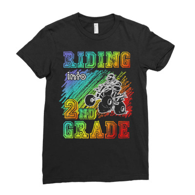Riding Into 2nd Grade Atv Quad Rider Boy Funny T Shirt Ladies Fitted T-shirt Designed By Bibonzgulnacqo
