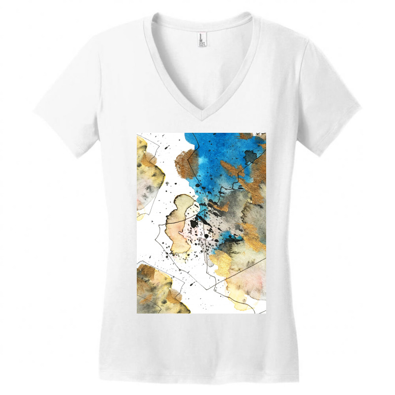 Abstract Watercolor Gold Textured Women's V-Neck T-Shirt by Visudylic Creations | Artistshot