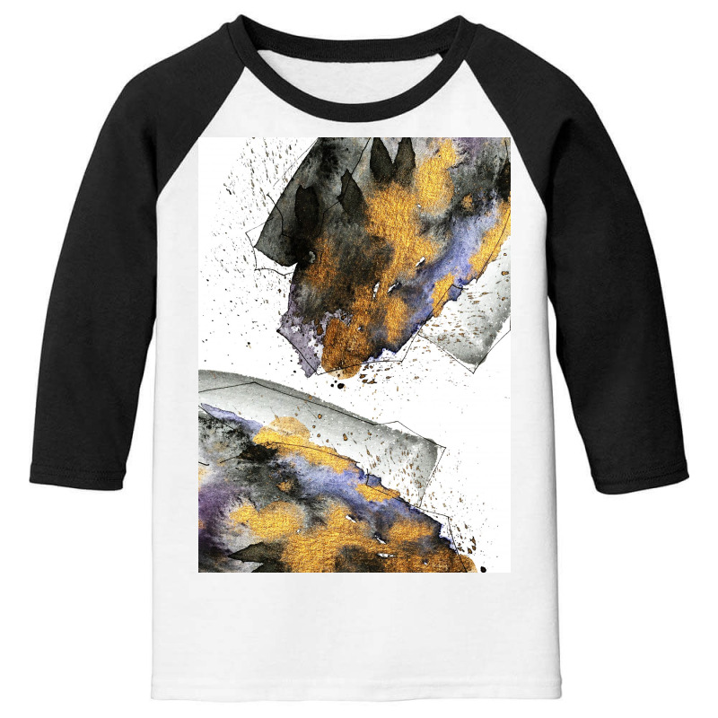 Gold Textured Earthy Watercolor Art Youth 3/4 Sleeve | Artistshot