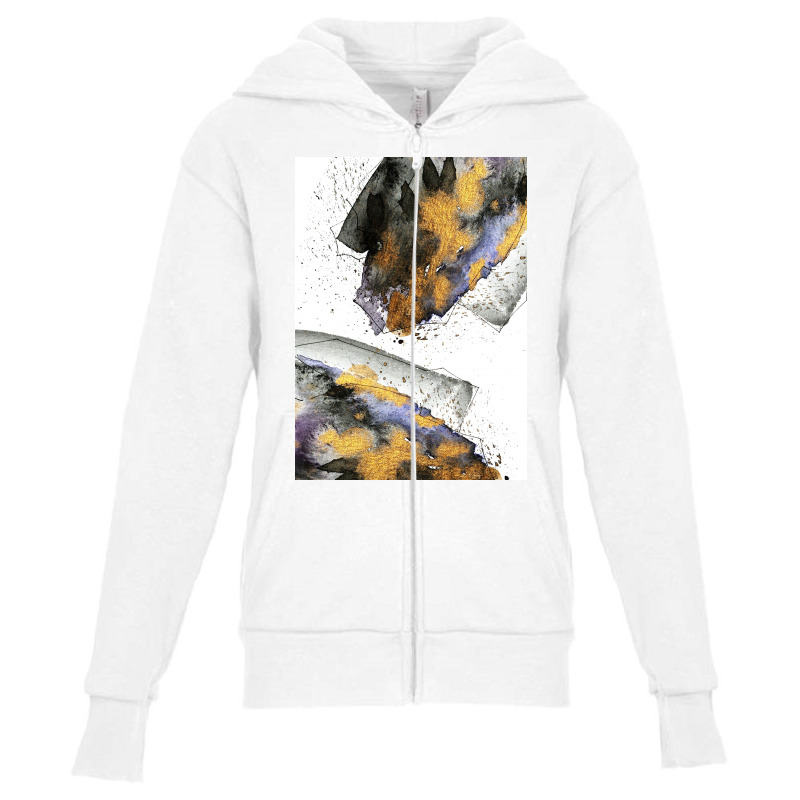 Gold Textured Earthy Watercolor Art Youth Zipper Hoodie | Artistshot