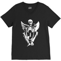 Skeleton Rock Vintage V-neck Tee | Artistshot