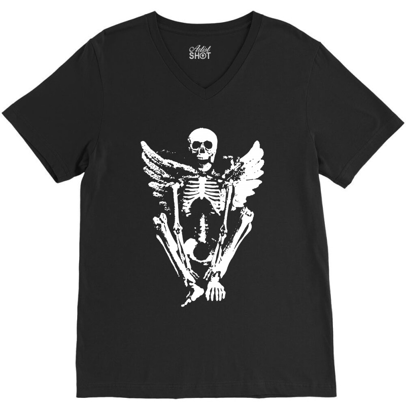 Skeleton Rock Vintage V-neck Tee | Artistshot