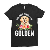 Golden Retriever Goldie Dog The Best Therapy Is Goldengolden Retriever Ladies Fitted T-shirt | Artistshot