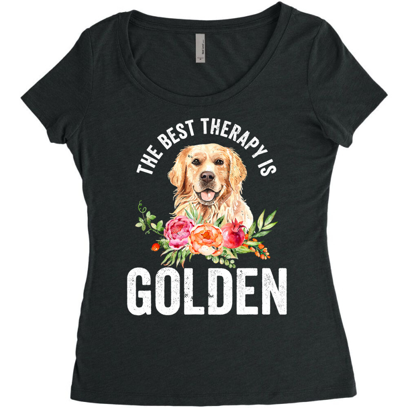 Golden Retriever Goldie Dog The Best Therapy Is Goldengolden Retriever Women's Triblend Scoop T-shirt by circularflap | Artistshot